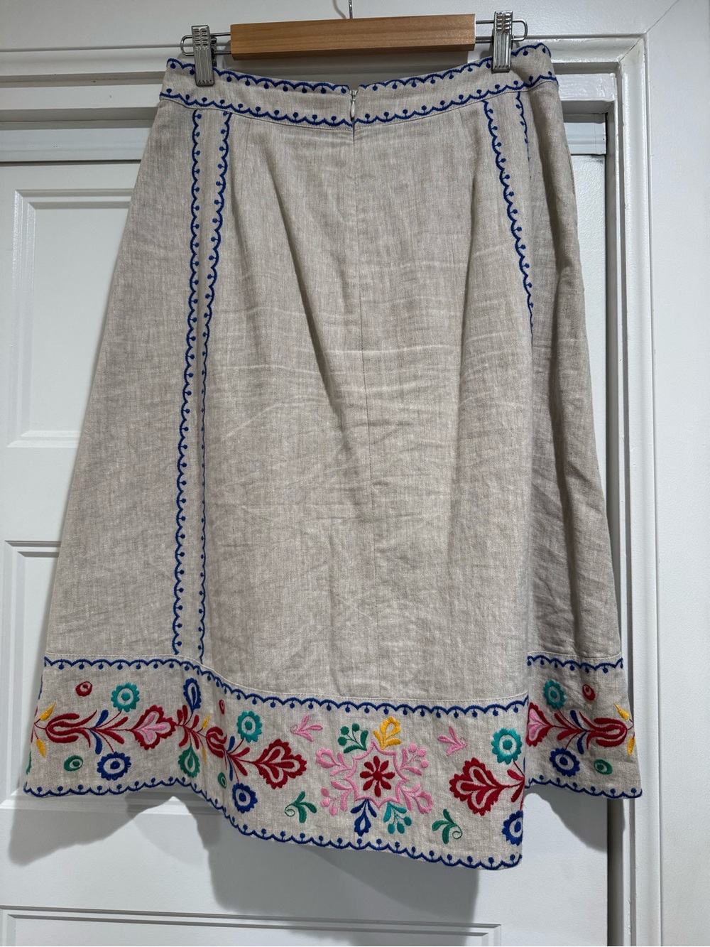Boden Cream A-Line Skirt with Multicolor Floral Embroidery - Picture 11 of 15